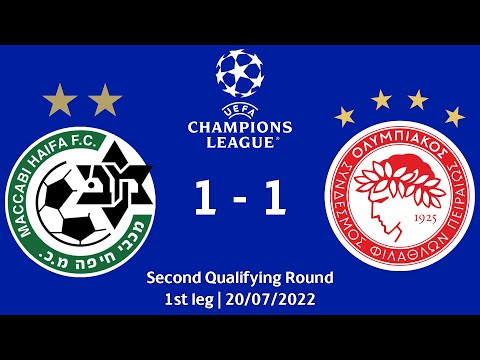 Maccabi Haifa vs Olympiacos, 1 1, UEFA Champions League 2022, 23 Second qualifying round, 1st