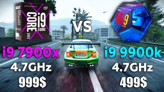 i9 7900x vs i9 9900k Test in 8 Games