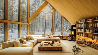 Snowfall & Gentle Jazz ❄ Cozy Fireplace Living Room Ambience for Stress Relief & Relaxation