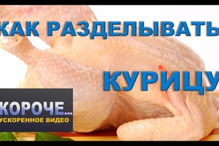 Как разделывать курицу.  Ускоренное видео