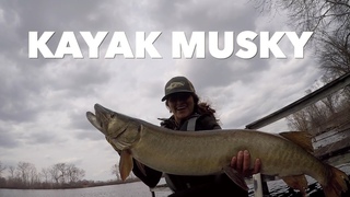 Girl Catches BIG MUSKY alone from KAYAK