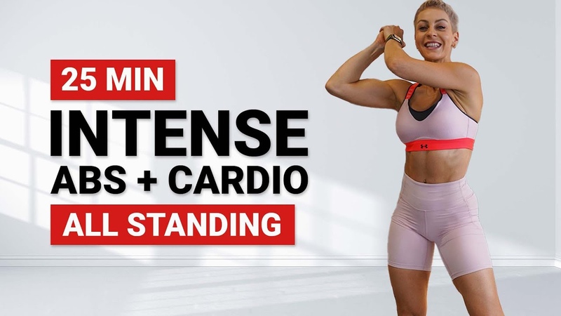 25 MIN STANDING ABS + CARDIO, No Repeat, Standing Ab Workout At Home, Fun And Sweaty, No