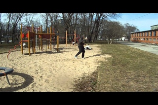 Outside training.(almost landed 720 on grass)