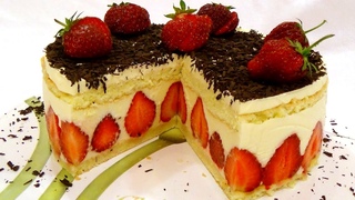 Торт Фрезье(Fraisier). Клубничный торт.Пошаговый рецепт.